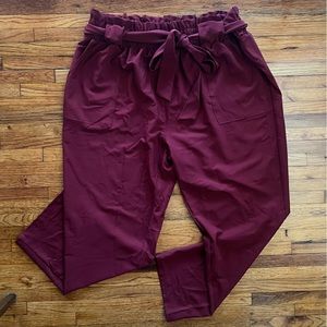 NWT Hanna Nikole Plus Cropped Paper Bag Waist Belted Pants with Pockets